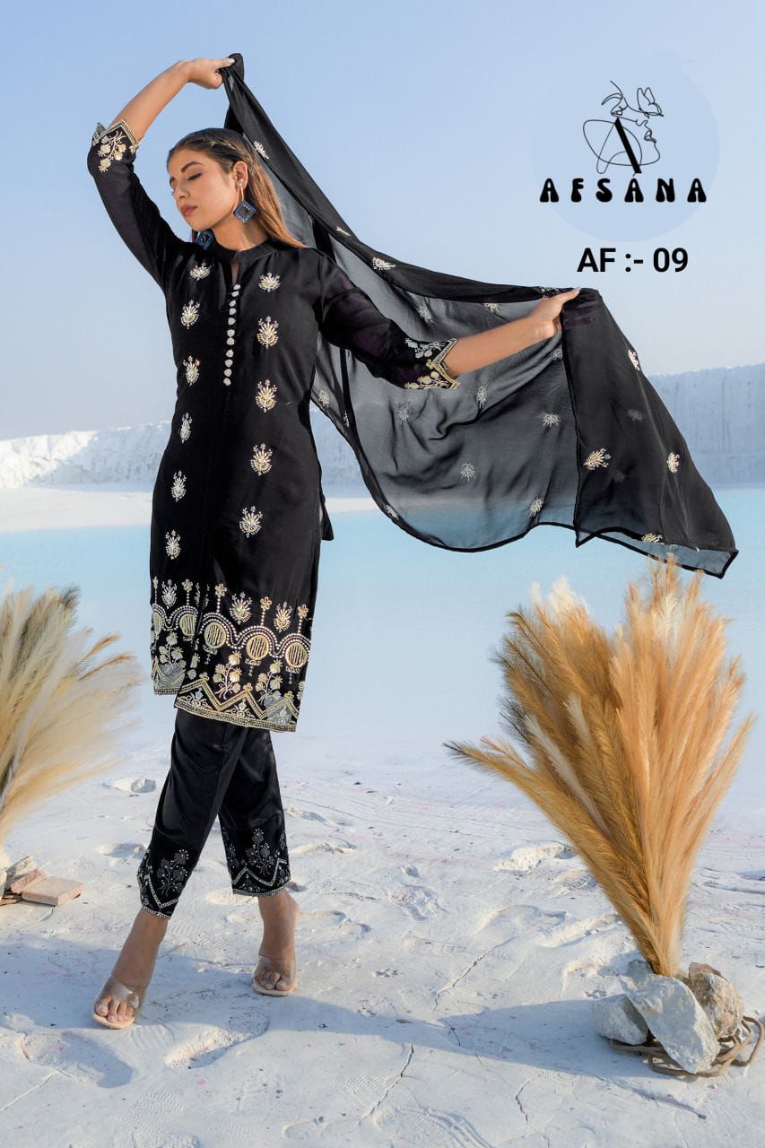 AFSANA SF 9 Fancy Festive Wear Heavy Georgette Pakistani Suit Collection